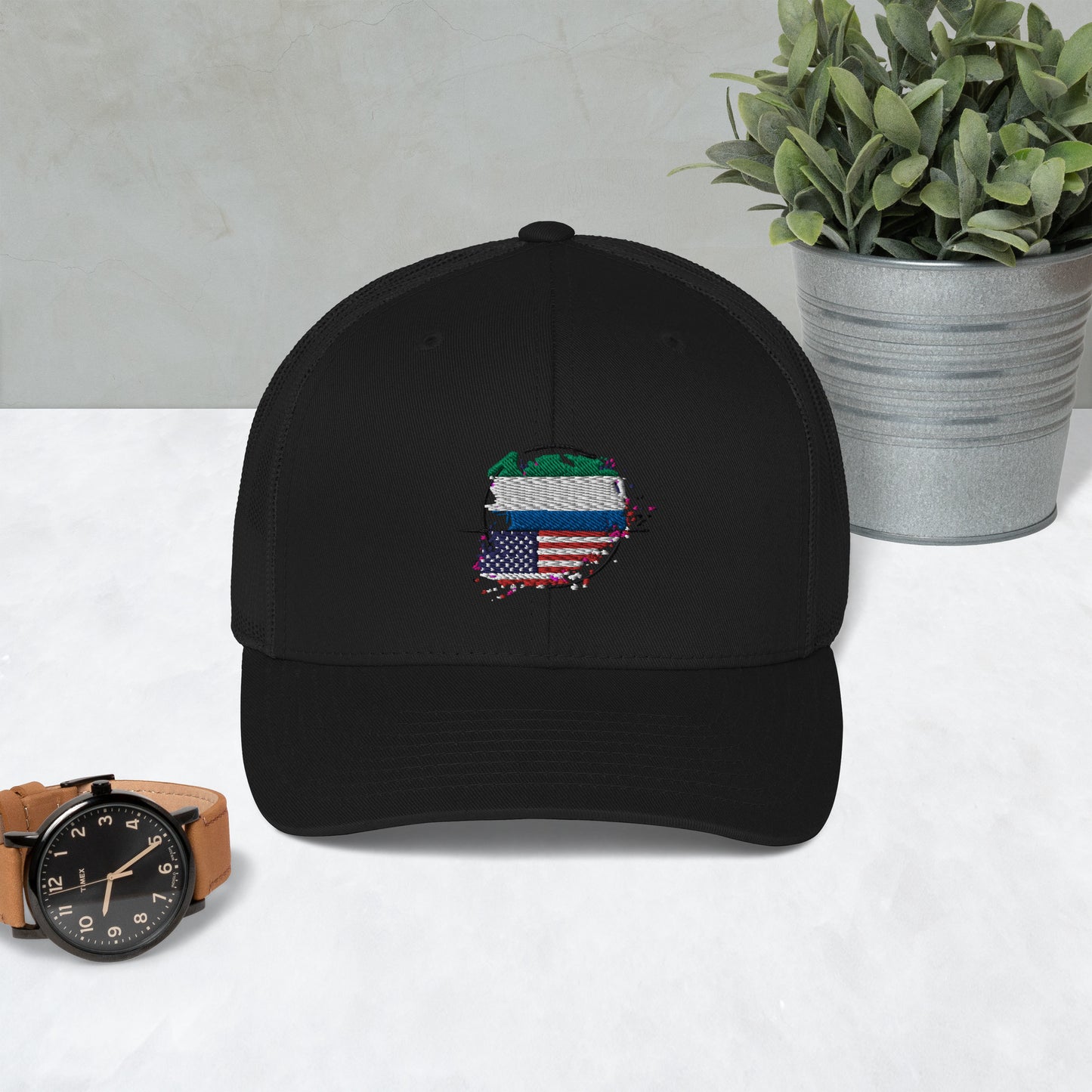 Sierra Leaone and USA Trucker Cap