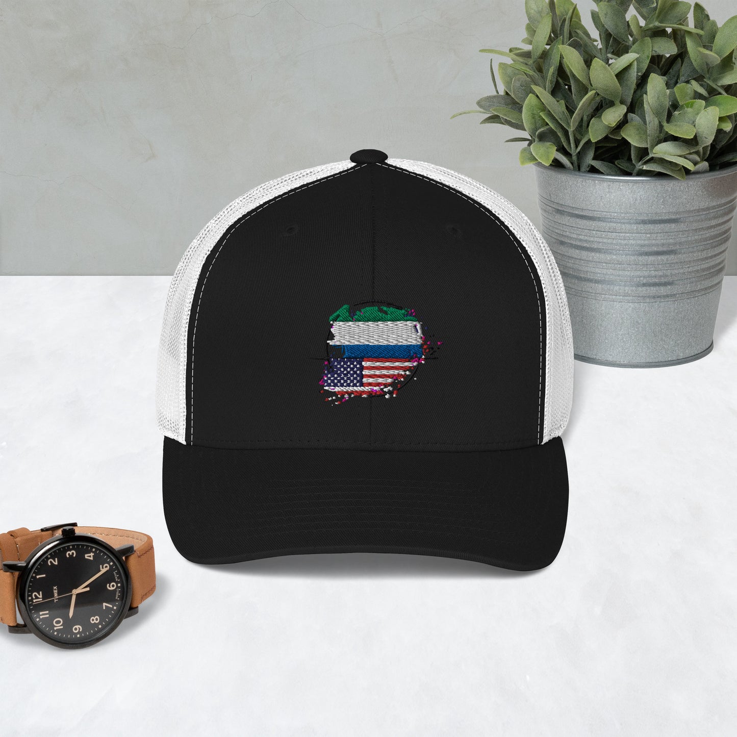 Sierra Leaone and USA Trucker Cap
