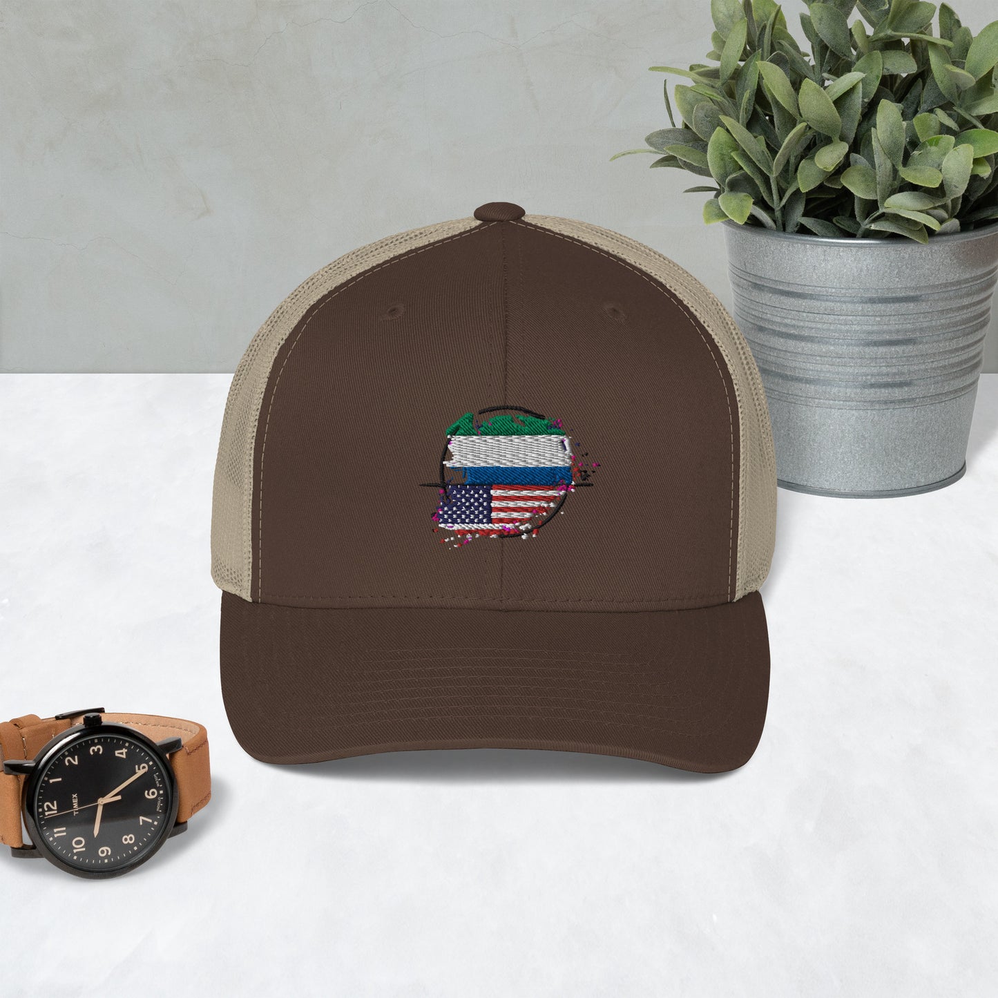 Sierra Leaone and USA Trucker Cap