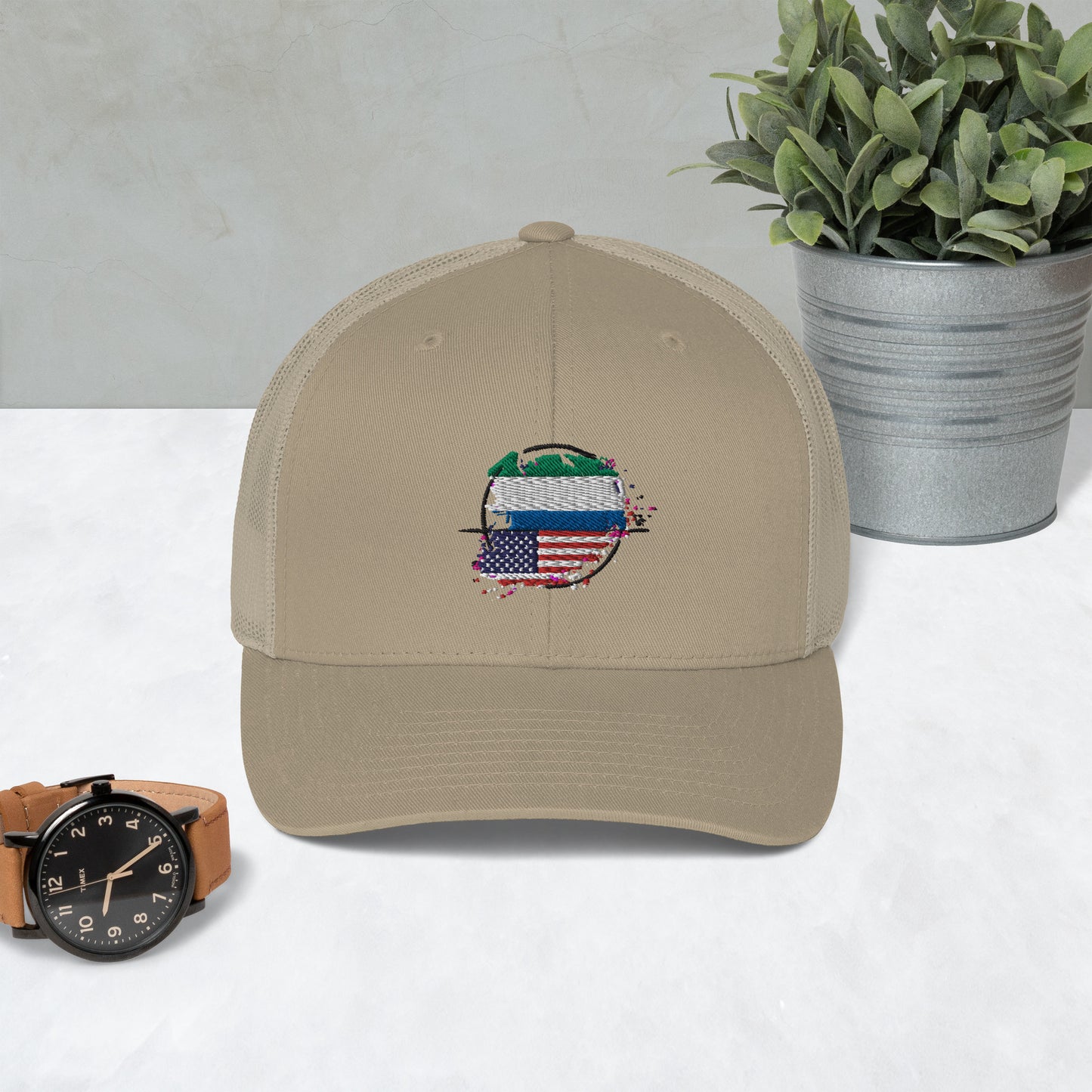 Sierra Leaone and USA Trucker Cap