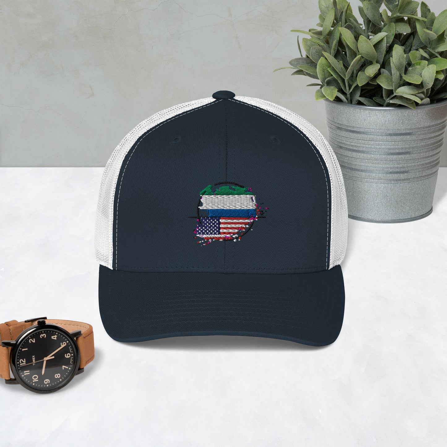 Sierra Leaone and USA Trucker Cap