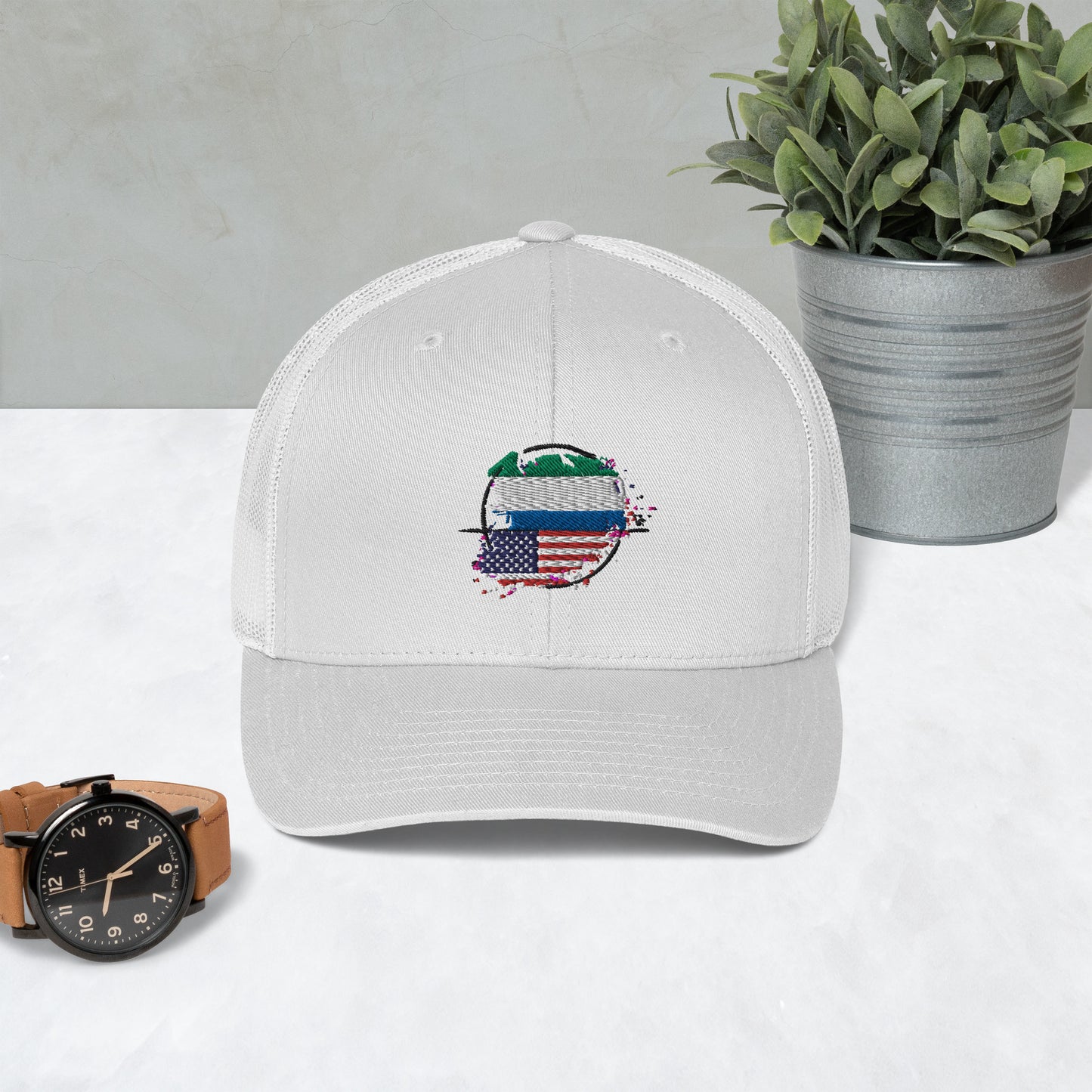 Sierra Leaone and USA Trucker Cap