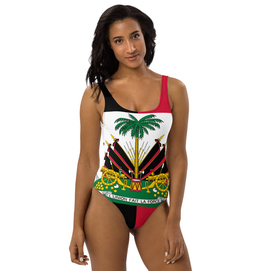 Haiti black and red One-Piece Swimsuit