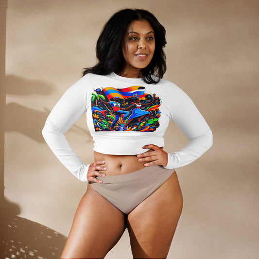 Recycled long-sleeve crop top