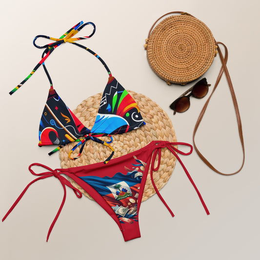 Haiti All-over print recycled string bikini