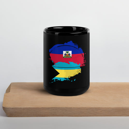 Haiti and Bahamas Black Glossy Mug