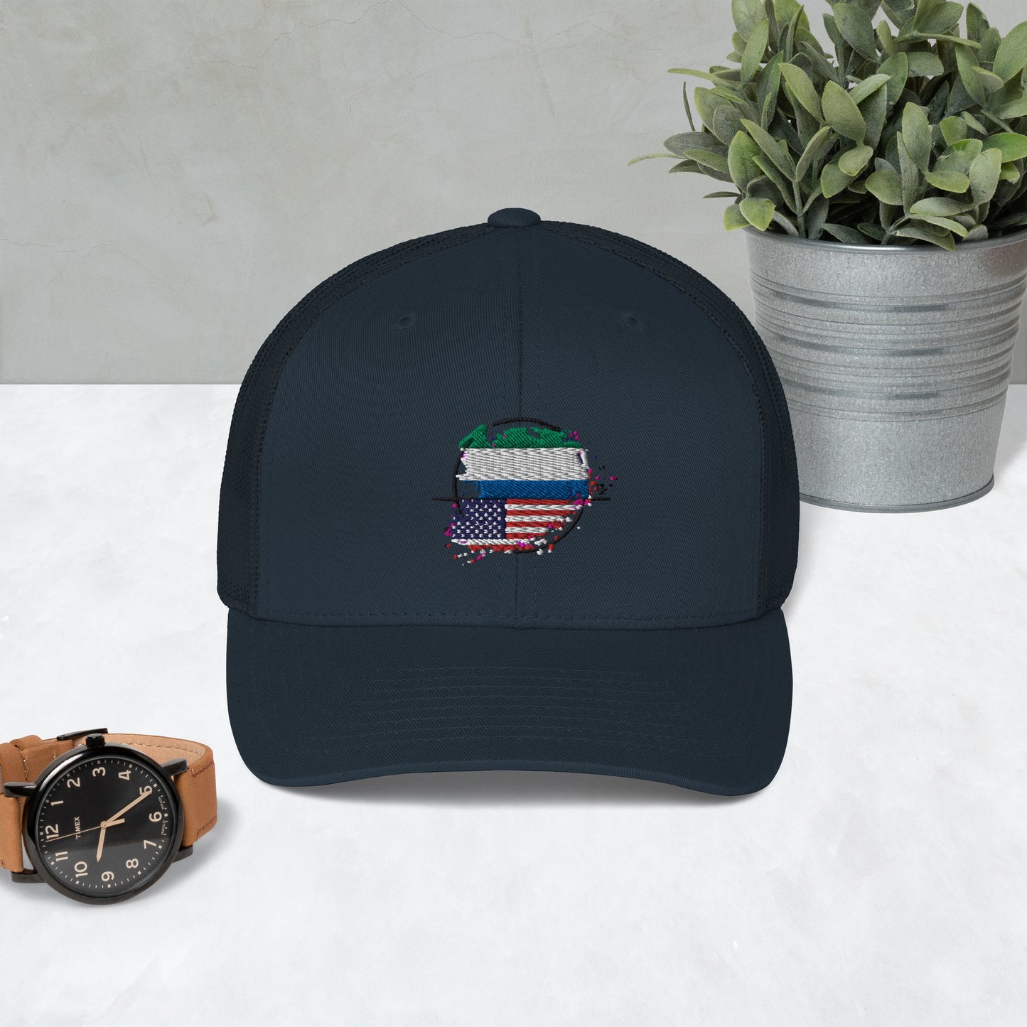 Sierra Leaone and USA Trucker Cap