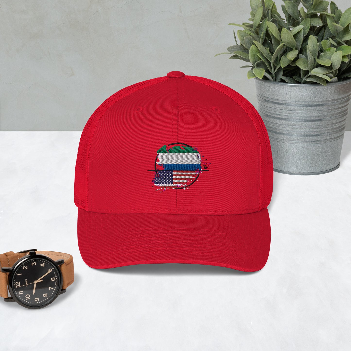 Sierra Leaone and USA Trucker Cap